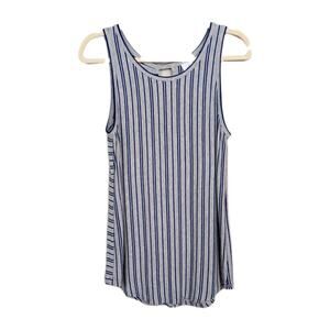 CABI Grey Blue Stripe Ticker Tee Tank Jersey Knit Keyhole Back Women's Small